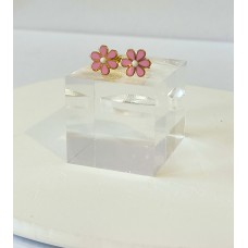 Παιδικά Σκουλαρίκια Χρυσά 9Κ - Λουλούδι με ροζ σμάλτο (KID212)